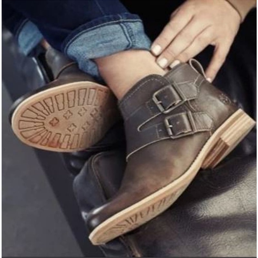 Timberland Earthkeepers Savin Hill Leather Double Buckle Chocolate Ankle Boots